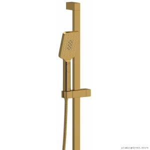 Brushed Gold Handshower 1.8 GPM 2-in-1 Function Slide Bar 34" - RIOBEL 4865BG-WS