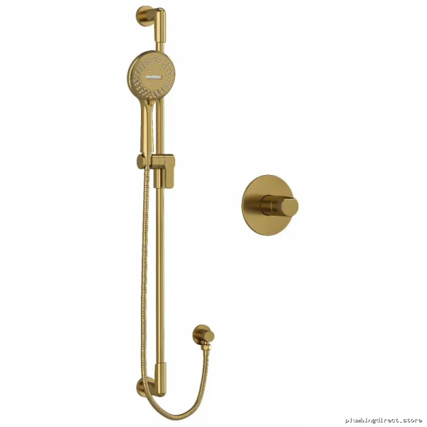 RioBel Brushed Gold Parabola Shower Faucet with Pressure Balance PB54BG