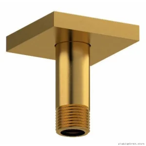 RIOBEL Brushed Gold Square Ceiling Shower Arm with Escutcheon