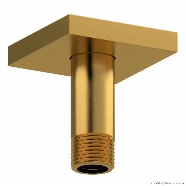 RIOBEL Brushed Gold Square Ceiling Shower Arm with Escutcheon