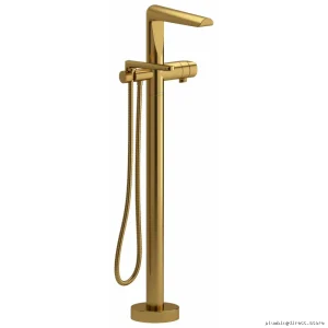 RIOBEL Parabola TPB39BG Single-Hole Floor Mount Tub Filler Trim in Brushed Gold