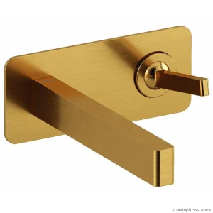 RIOBEL Brushed Gold Low-Flow Wall Mount Bath Faucet with Joystick Handle