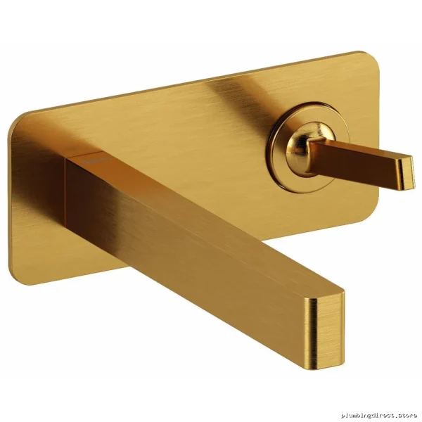 RIOBEL Brushed Gold Low-Flow Wall Mount Bath Faucet with Joystick Handle