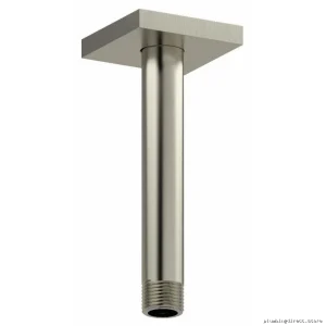 RioBel Ceiling Mount Shower Arm with Square Escutcheon - Brushed Nickel Finish