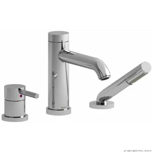 RIOBEL Chrome 3-Hole Deck Mount Tub Faucet with Hand Shower TCS10C