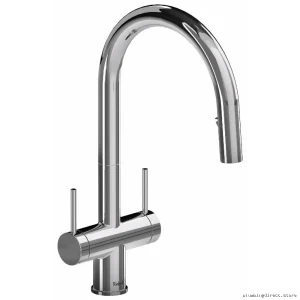 RIOBEL Chrome Pull-Down Spray Kitchen Faucet AZ801C in Sleek Azure
