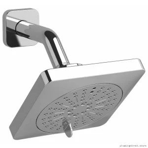 RIOBEL Chrome Square Showerhead with Arm - Water Saving Dual Function