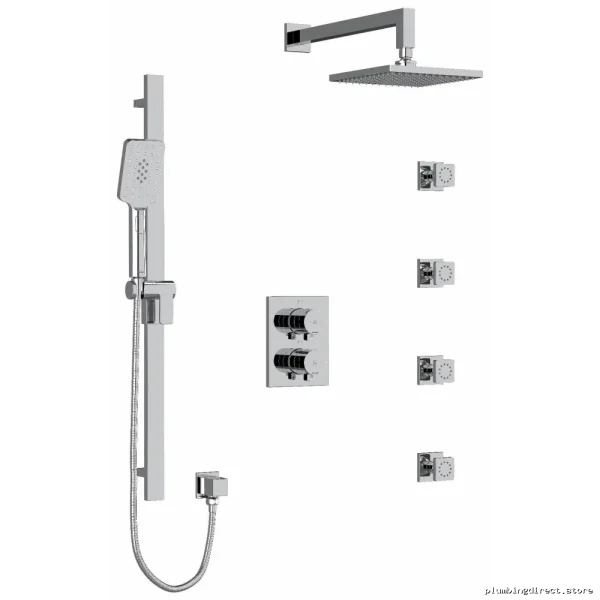 RIOBEL Chrome Thermostatic Shower Set with Ceiling Arm KIT446PXTQC-6