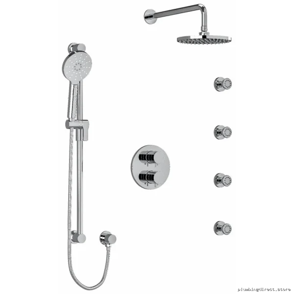 Riobel Chrome Thermostatic Shower Set with Ceiling Mount Arm - KIT446RUTMC-6