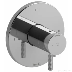 Riobel Chrome Thermostatic Valve Trim - 3-Function, Modern Bathroom Upgrade