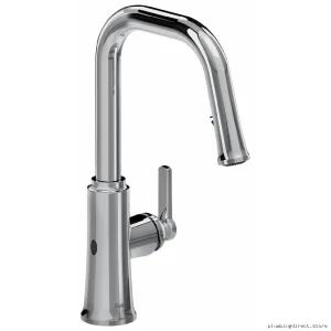 RIOBEL Chrome Touchless Pull-Down Kitchen Faucet with U-Spout Design