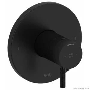 RIOBEL Dual-Function Thermostatic Valve Trim - Adjustable Temperature Control Black TRUTM44KNBK