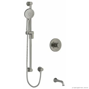 RIOBEL Edge Collection Brushed Nickel Tub Shower Trim