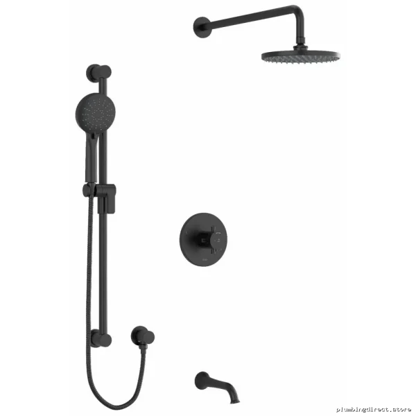 RIOBEL Edge Tub & Shower Faucet Trim Kit – Matte Black Finish