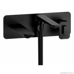 Black Modern Wall-Mounted Tub Faucet Trim Kit - RioBel Equinox