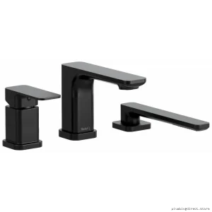 RioBel Equinox Black Tub Filler - 3-Hole Deck Mount, Modern Bathroom Upgrade