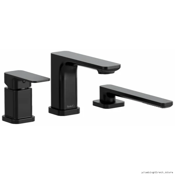 RioBel Equinox Black Tub Filler - 3-Hole Deck Mount, Modern Bathroom Upgrade