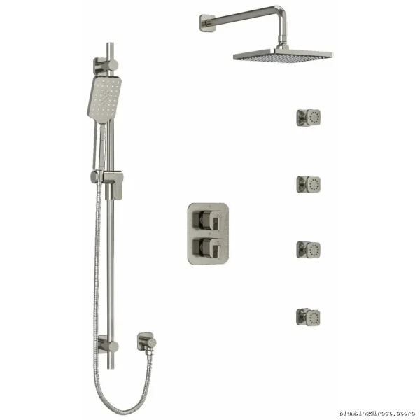 RioBel Equinox Modern Brushed Nickel Thermostatic Shower Faucet