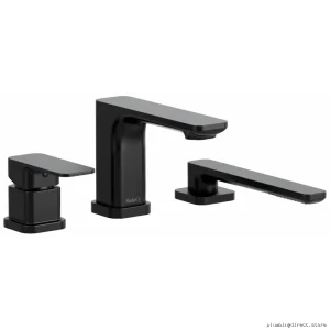 RIOBEL Equinox 3-Hole Deck-Mounted Tub Spout with Handheld Shower - Black TEQ10BK