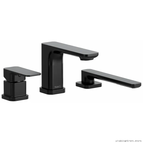 RIOBEL Equinox 3-Hole Deck-Mounted Tub Spout with Handheld Shower - Black TEQ10BK