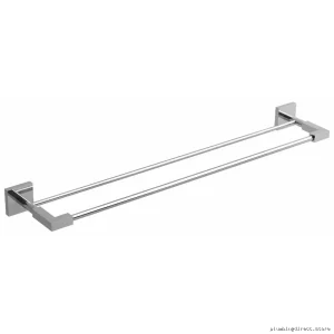 RioBel KS6C Chrome 24-Inch Double Bathroom Towel Bar - Modern Design