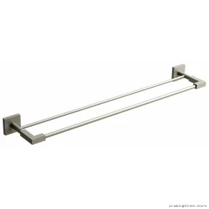 Kubik Double Towel Bar - 24 Brushed Nickel Bath Rack KS6BN by RIOBEL