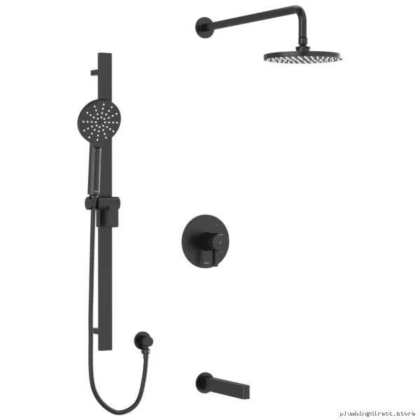 RioBel Black Tub & Shower Faucet Trim Set - Modern Design TKIT1345PXTMBK