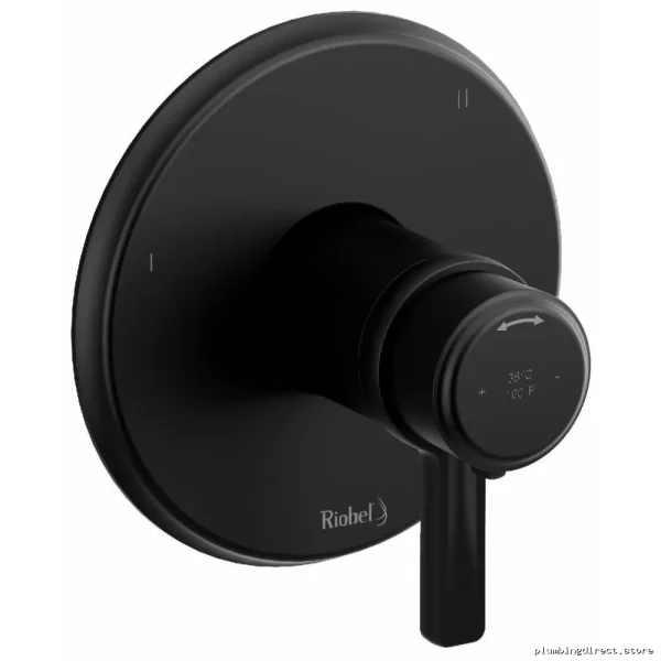 Riobel Momenti Black Thermostatic Valve Trim - 3-Function, Precise Temperature Control
