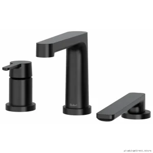 RioBel Nibi Black 3-Hole Tub Filler with Handshower - Deck-Mount Design