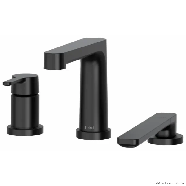 RioBel Nibi Black 3-Hole Tub Filler with Handshower - Deck-Mount Design