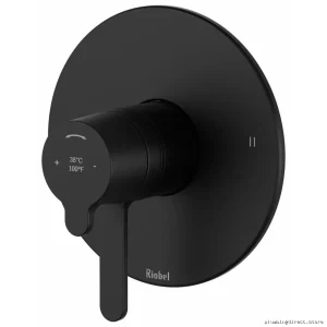 RIOBEL Nibi Black Thermostatic Shower Valve Trim - 2 Function Control