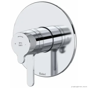 Dual-Function Thermostatic Valve Trim with Chrome Finish - Nibi TNB44C by RIOBEL
