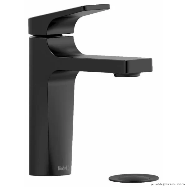 RIOBEL Ode Easy-to-Use Lever-Handle Single-Hole Bathroom Faucet 1.2 GPM Black ODS01BK