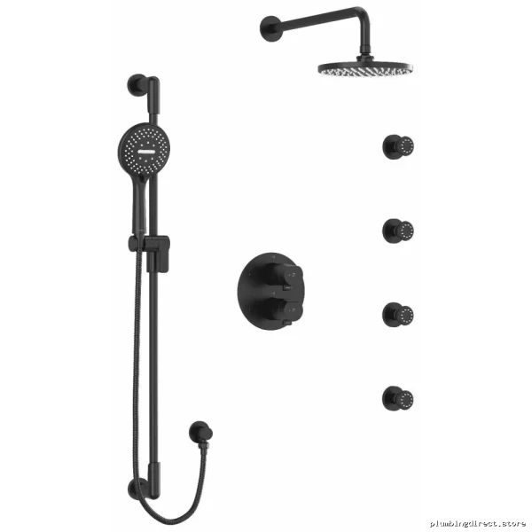 Parabola Thermostatic Shower Faucet with Temperature Control - Black RIOBEL KIT446PBBK