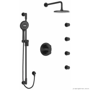 Parabola Thermostatic Shower Faucet w/ Adjustable Ceiling Arm - Black KIT446PBBK-6 RIOBEL