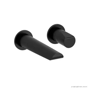 Bathroom Faucet Trim – RIOBEL Parabola Wall Mount with Knob Handle | High-Efficiency | Black Finish