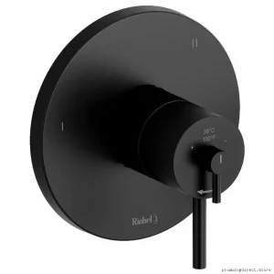 Riobel Pro Black 3-Way Thermostatic Valve Trim for Precise Temperature Control TCO95BK