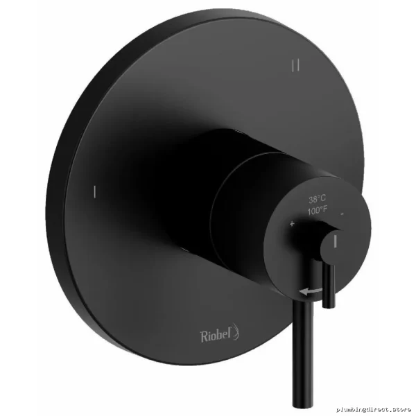 Riobel Pro Black 3-Way Thermostatic Valve Trim for Precise Temperature Control TCO95BK