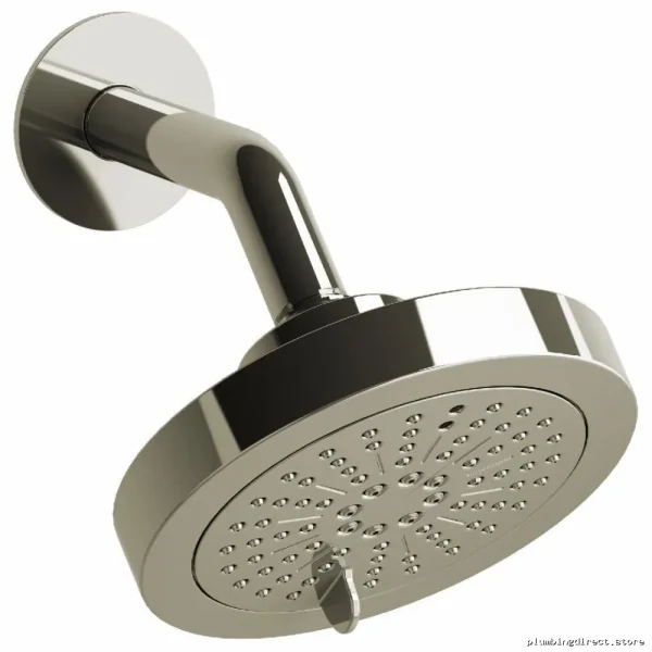 RioBel Round Showerhead with Arm - Dual Spray Function, Polished Nickel Finish