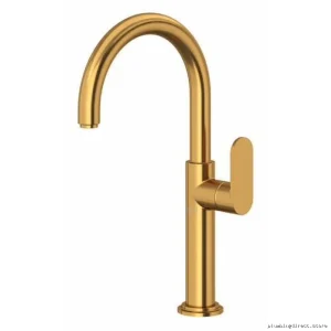 Vessel Sink Faucet Single Hole Lever Handle 1.2 GPM Brushed Gold Bathroom Faucets RIOBEL