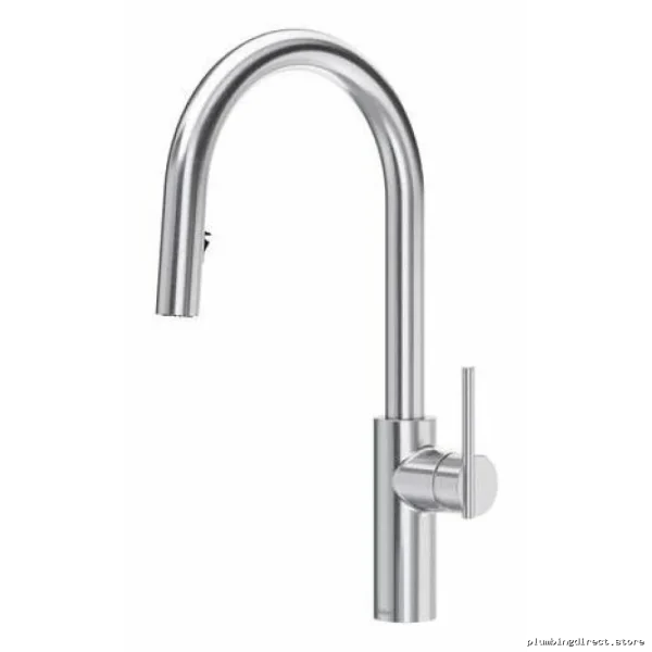 Riobel Stainless Steel Kitchen Faucet with Pull Down C-Spout Spray