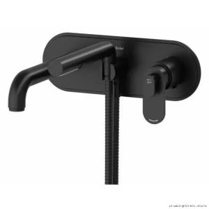 Black Wall Mount Tub Faucet Trim with Chrome Finish - RIOBEL TAA21BK