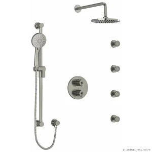 RioBel Thermostatic Shower Faucet with Ceiling Arm - Brushed Nickel Finish