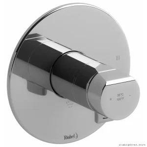 RIOBEL Chrome Thermostatic Shower Valve Trim - 2-Function Parabola Model