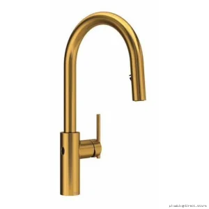 RioBel Touchless Kitchen Faucet with Pulldown Spray C-Spout - Brushed Gold LT211BG