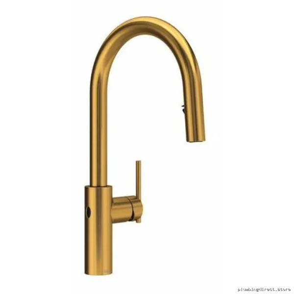 RioBel Touchless Kitchen Faucet with Pulldown Spray C-Spout - Brushed Gold LT211BG