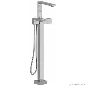 RioBel Chrome Single Hole Floor Mount Tub Filler Trim TRF39C - Modern Design