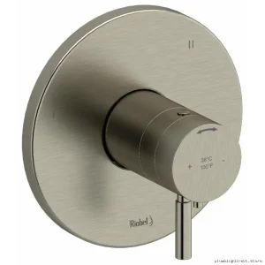 RIOBEL Brushed Nickel 3-Way Thermostatic Valve Trim for Precise Temperature Control TRUTM47BN