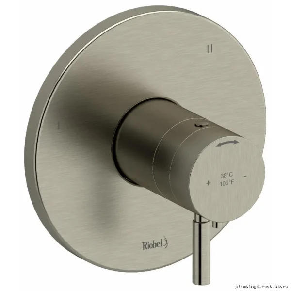 RIOBEL Brushed Nickel 3-Way Thermostatic Valve Trim for Precise Temperature Control TRUTM47BN
