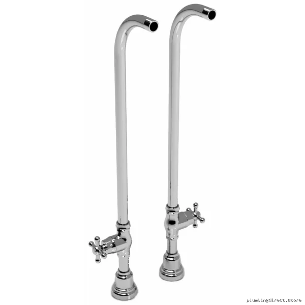 30 Chrome Floor-Mounted Riser Set with Stop Valves - TU44C by RIOBEL